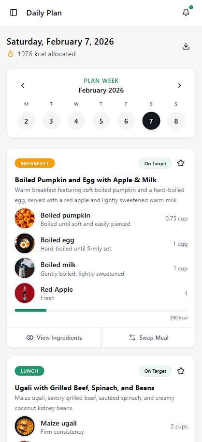 Lishe Planner personalized meal plans